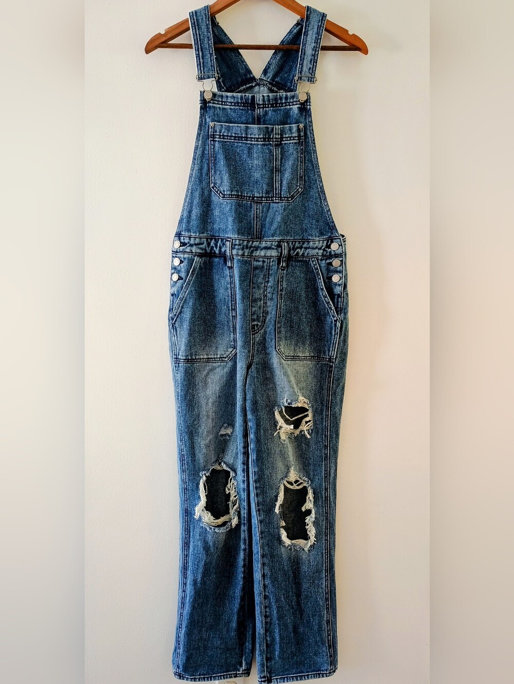 PacSun Distressed Denim Overalls — 100% Cotton — Small